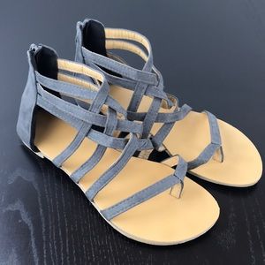 Top Shop Blue Grey Suede Strappy Gladiator Sandals